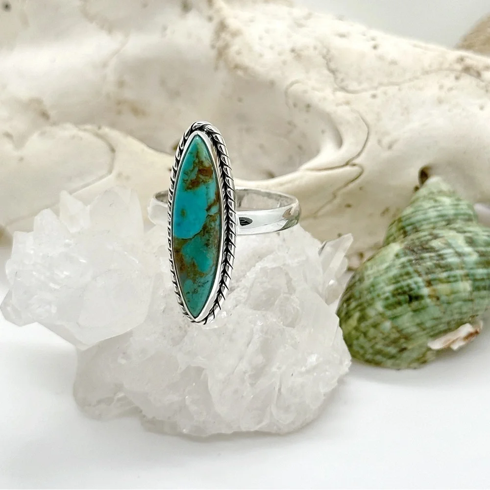 STERLING Silver Kingman Mohave Turquoise Ring